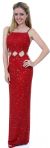 Main image of Spaghetti Straps Sequined Long Dress with Keyhole Waist